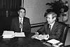 Lee Hong-koo, left, sits next to then-President Roh Tae-woo at the Blue House during a meeting on March 14, 1988. [JOONGANG PHOTO]