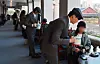Visitors enjoy refreshments at the second-floor cafe of Seokjojeon, the Western-style building inside Deoksu Palace in Jung District, central Seoul, on April 8. [YONHAP]