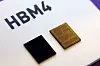 SK hynix's 12-layer HBM4 memory chips on display at the SK AI Summit in Seoul on Nov. 3, 2025. [YONHAP]