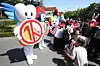 Employees of the Daegu Metropolitan Election Commission and election commission mascots engage with visitors at E-World, a theme park in Dalseo District, Daegu, during a parade promoting voter participation on May 10, 24 days ahead of the June 3 local elections. [NEWS1]