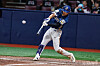 Ko Jun-hwi of the NC Dinos hits a two-run home run against the Kiwoom Heroes during the club's KBO regular-season game at Gocheok Sky Dome in Seoul on April 23. [NC DINOS]