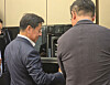 Li Huagang, the senior vice president of Haier Group, visits the company’s booth at Milan Design Week 2026 on April 21 to inspect the exhibition. [KIM SU-MIN]