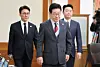 President Lee Jae Myung enters an emergency Cabinet meeting at the presidential office in the Blue House on March 5. [JOINT PRESS CORPS]