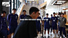 Cho Yu-min says goodbye to the Korea national team football players as he leaves for Korea. [SCREEN CAPTURE]
