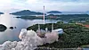 The Chollima-1 rocket carrying the Malligyong-1 military reconnaissance satellite, which launched May 31, 2023, from a new launch site in North Pyongan Province, in this photo released by North Korea's state news agency, the Korean Central News Agency. The rocket crashed into the West Sea due to engine failure. The regime acknowledged the failure about 2.5 hours after launch. [YONHAP]