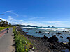 Riding along the coast west of Seogwipo in Jeju on April 4. [JIM BULLEY]