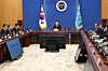 President Lee Jae Myung, center, speaks during a meeting with senior presidential secretaries at the Blue House in central Seoul on March 12. [JOINT PRESS CORPS]
