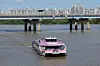 A Hangang Bus ferry heads toward Yeouido Pier, Yeongdeungpo District in western Seoul on Sept. 21, 2025. [YONHAP]