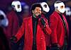 Pop star The Weeknd performs during the halftime show of Super Bowl 55 in Tampa, Florida, on Feb. 7, 2021. [AP/YONHAP]