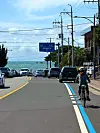 Riding toward the sea on the outskirts of Seogwipo on April 4. [JIM BULLEY]