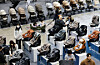 Strollers and car seats are on display at the Mom & Baby Expo at Kintex in Goyang, Gyeonggi, on Feb. 26. [YONHAP]