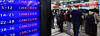 The departure board at Jeju International Airport shows multiple cancellations and delays on April 9. Flights between Jeju and other regions are being disrupted as heavy rain accompanied by strong winds lashes the island. Around 230 flights had been cancelled as of the press time. [YONHAP]