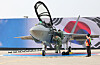The KF-21 fighter jet at its launch ceremony at the Korea Aerospace Industries headquarters in Sacheon, South Gyeongsang, on March 25. [JOINT PRESS CORPS]