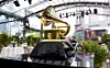 A decorative Grammy award is displayed before the start of the 63rd annual Grammy Awards in Los Angeles on March 14, 2021. [AP/YONHAP]