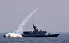 The Chuncheon FFG-II frigate launches Haegung surface-to-air missiles to shoot down an aerial target during live-fire drills held in the East Sea in 2024, in a photo provided by the South Korean Navy. [YONHAP]
