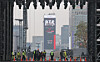 Preparations are underway at Gwanghwamun Square in central Seoul on March 18 ahead of BTS’s performance scheduled for March 21. [YONHAP]