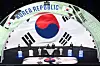 Korea's flag is displayed on a screen during the draw for the 2026 FIFA World Cup at the Kennedy Center in Washington on Dec. 5, 2025. [AFP/YONHAP]