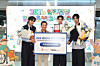 Members of boy band Big Ocean hold bouquets. [PARASTAR ENTERTAINMENT]