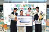 Members of boy band Big Ocean hold bouquets. [PARASTAR ENTERTAINMENT]