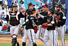 LG Twins players celebrate after a 5-0 win over the Samsung Lions on April 19. [YONHAP]