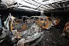 Vehicles are seen burned out in the underground parking lot of an apartment complex in Cheongna, Seo District, Incheon, on Aug. 2, 2024. A fire broke out at around 6:15 a.m. the previous day in a Mercedes-Benz electric vehicle parked on the first basement level of the apartment’s underground parking garage and was extinguished after 8 hours and 20 minutes. The blaze destroyed around 40 vehicles and caused heat and soot damage to more than 100 others. [YONHAP]