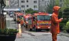 Officials search a high school in Asan, South Chungcheong, after receiving a report that bombs had been planted on the campus on Oct. 13, 2025. [NEWS1]