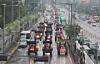 Agricultural tractors driven by farmers occupy traffic lanes in downtown Seoul during a rally on May 10, 2025. [YONHAP]