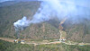 Smoke arises from the mountain in Andong, North Gyeongsang, where a fire broke out on April 18. [GYEONGBUK FIRE SERVICE HEADQUARTERS]