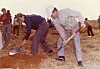President Park Chung Hee, right, plants a tree on Arbor Day on April 5, 1972. [JOONGANG ILBO]