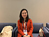 Siyu Huang, founder and CEO of Factorial Energy, takes a photo after an interview with the Korea JoongAng Daily during InterBattery 2026 at Coex in southern Seoul on March 12. [SARAH CHEA]