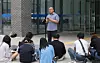 Min Kyung-kwon, head of a shareholder rights group, announces his position regarding the approval of Samsung Electronics’ tentative wage negotiation agreement at the Gyeonggi Regional Labor Relations Commission in Suwon, Gyeonggi, on May 27. [NEWS1]