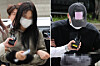 A pair who face blackmail charges for trying to extort money from football player Son Heung-min appears for a pretrial detention hearing at the Seoul Central District Court in Seocho District, southern Seoul, on May 17, 2025. [YONHAP]