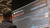 Bitcoin prices are displayed on an electronic board at the Bithumb Lounge in Seoul on March 5. [YONHAP]