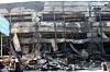 The outside of an Anjun Industrial auto parts manufacturing factory is seen in Daedeok District, Daejeon, on March 21 after a fire broke out on March 20. [YONHAP]