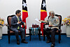 Kim Jae-shin, secretary general of the ASEAN-Korea Centre, left, pays a courtesy call on Kay Rala Xanana Gusmao, prime minister of Timor-Leste in Dili, Timor-Leste, on March 13. [ASEAN-KOREA CENTRE]