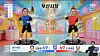 AI avatars of candidates partake in rebound exercises as results are read out on June 3. [SBS]