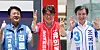 Pyeongtaek-B candidates, from left, Kim Yong-nam of the Democratic Party, Yu Eui-dong of the People Power Party and Cho Kuk of the Rebuilding Korea Party appeal for support from residents in the Anjung-eup area of Pyeongtaek on June 2. [NEWS1]