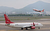 A passenger plane takes off from the runway at Gimpo Airport in Gangseo District, western Seoul, on May 7. [NEWS1]
