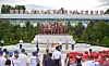 North Korean and Russian children participate in an opening ceremony of the Songdowon International Camp in North Korea on July 22, 2025, in this photo distributed by the North's official Korean Central News Agency. [YONHAP]