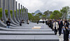 Seoul's incumbent mayor, Oh Se-hoon, who is also the People Power Party's Seoul mayoral candidate, third from right, and Ryu Jae-shik, the head of the Seoul chapter of the Korean War Veterans Association, fourth from right, view stone sculptures during the completion ceremony for the ″Garden of Gratitude″ at Gwanghwamun Square in Jongno District, central Seoul, on May 12. [JOINT PRESS CORPS]