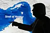 A map showing the Strait of Hormuz and a 3D printed miniature model depicting U.S. President Donald Trump are seen in this illustration taken March 23. [REUTERS/YONHAP]