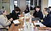 AMD CEO Lisa Su, far left, senior presidential secretary for AI future planning Ha Jung-woo, second from right, and Presidential Council on National AI Strategy Vice Chair Im Moon-young, far right, are seen during a meeting at the Presidential Advisory Council on Science and Technology in Jongno District, central Seoul on March 19. [MINISTRY OF SCIENCE AND ICT]
