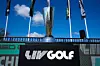 The logo and trophy of LIV Golf [AFP/YONHAP]