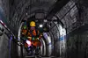 In this photo released by Xinhua News Agency, a rescuer comes up from the coal mine shaft after conducting a search and rescue operation following a gas explosion at the Liushenyu coal mine facility in Qinyuan county in Changzhi, northern China's Shanxi Province, on May 24. [AP/YONHAP]