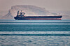 A bulk cargo ship sits at anchor in the Strait of Hormuz off Bandar Abbas, Iran on May 2. [AP/YONHAP]