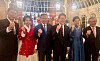 Korean President Lee Jae Myung, center right, and Vietnamese President To Lam, center left, pose for a commemorative photo with their spouses and the former and current coaches of the Vietnamese national football team at a state welcoming banquet in Hanoi on April 22. From left: Kim Sang-sik, current head coach of the Vietnamese national football team, Korea’s first lady Kim Hea Kyung, Lam, Lee, Vietnam's first lady Ngo Phuong Ly and Park Hang-seo, former head coach of the Vietnamese team. [BLUE HOUSE]