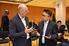 This photo provided by the International Transport Forum (ITF) shows Na Ki-ho, right, vice president of Hyundai Motor's policy coordination office, speaking with a participant during a session titled ″Steering Artificial Intelligence for Transport Resilience: Governance and Funding Pathways″ at the 2026 ITF Summit at the Congress Center Leipzig in Leipzig, Germany, on May 6. [YONHAP]