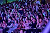 First lady Kim Hea Kyung, front row center, watches competitors perform at ″K-Dream Stage,″ a K-pop competition in India, at Yashobhoomi Convention Center in New Delhi on April 20. [JOINT PRESS CORPS]