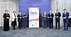 Korean Foreign Minister Cho Hyun, fourth from right, and Deputy Foreign Minister Chung Eui-hae, second from left, pose for a photograph with ambassadors from Central Asian nations to celebrate the launch of a preparation unit for a forthcoming summit at the ministry in central Seoul on March 16. [MINISTRY OF FOREIGN AFFAIRS/NEWS1]