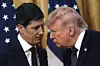 U.S. President Donald Trump, right, participates in a swearing-in ceremony for Kevin Warsh as the new chairman of the U.S. Federal Reserve in the East Room of the White House in Washington on May 22. [UPI/YONHAP]